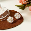 Elegant Floral Pearl Cluster Alloy Studs With Gold Bead Accents Luxury Vintage Women's Fashion Earrings view 2