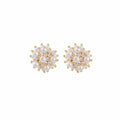 Elegant Floral Pearl Cluster Alloy Studs With Gold Bead Accents Luxury Vintage Women's Fashion Earrings view 5