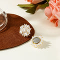 Elegant Floral Pearl Cluster Alloy Studs With Gold Bead Accents Luxury Vintage Women's Fashion Earrings view 4