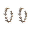 Alloy Silver Needle Butterfly Rhinestone Geometric Hoop Earrings For Women Korean OL Style view 5