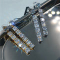 Luxury Nightclub Style Princess Square Zircon Tassel Long Stud Earrings For Women Fashion Jewelry view 4