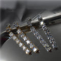 Luxury Nightclub Style Princess Square Zircon Tassel Long Stud Earrings For Women Fashion Jewelry view 3