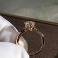 Rose Gold Plated Classic Six Prong Zircon Ring For Women Charming Bridal Wedding Band view 4
