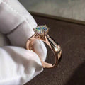 Rose Gold Plated Classic Six Prong Zircon Ring For Women Charming Bridal Wedding Band view 3