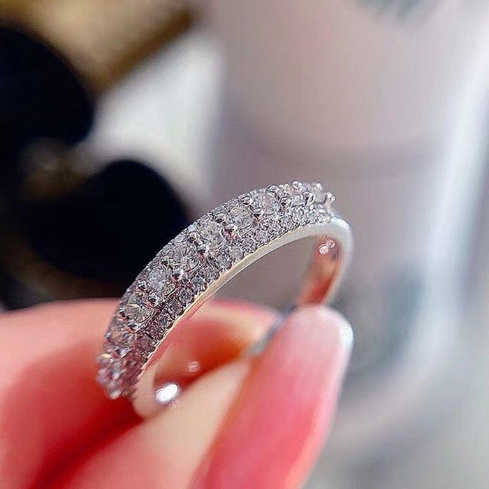 Minimalist Pave Full Cubic Zirconia Eternity Band Ring Classic Stackable Valentine Gift Jewelry