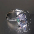 Classic Four Prong White Square Zircon Ring Large Stone Finger Ring Jewelry view 5