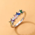 Fashion Geometric Art Jewelry Set With Colored Rhinestone Stud Earrings And Ring Accessories view 3