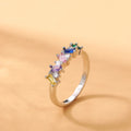 Fashion Geometric Art Jewelry Set With Colored Rhinestone Stud Earrings And Ring Accessories view 2