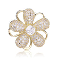 Alloy Flower Petal Brooch Pin With Rotating Collar Design view 1