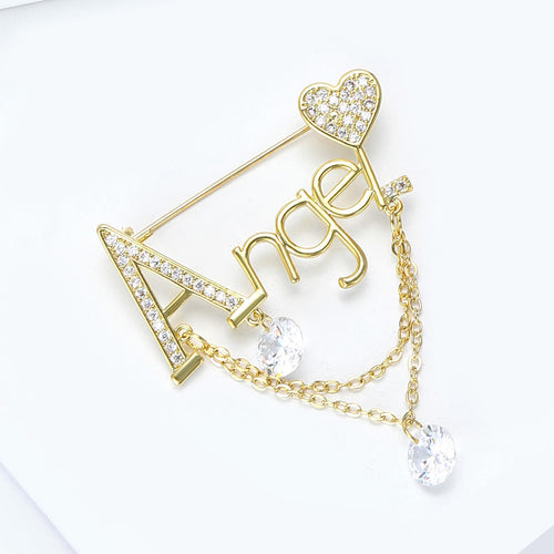 Alloy Micro Zircon Angel Tassel Brooch Pin For Elegant Clothing Decoration