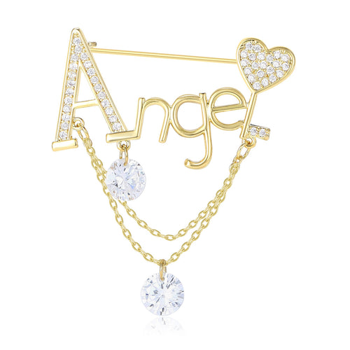 Alloy Micro Zircon Angel Tassel Brooch Pin For Elegant Clothing Decoration