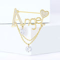Alloy Micro Zircon Angel Tassel Brooch Pin For Elegant Clothing Decoration view 3