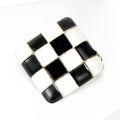 Alloy Enamel Black White Checkered Square Brooch Pin For Apparel view 2