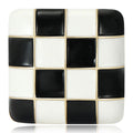 Alloy Enamel Black White Checkered Square Brooch Pin For Apparel view 1