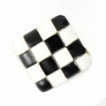 Alloy Enamel Black White Checkered Square Brooch Pin For Apparel view 3