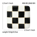 Alloy Enamel Black White Checkered Square Brooch Pin For Apparel view 5