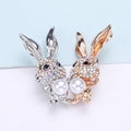 Alloy Rhinestone Rabbit Brooch Pin For Coats Shirts And Jackets view 3