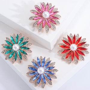 Alloy Crystal Sunflower Brooch For Suits Sweaters And Collars