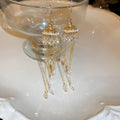 Chic Copper Faux Crystal Geometric Tassel Drop Earrings With Long Court Style Hooks view 3