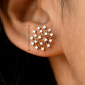 Rose Gold Plated Multi Layer Flower Stamen Gypsophila Stud Earrings For Women Vintage Style view 5