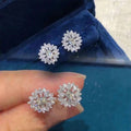 Hollow Full Pave Zircon Flower Stud Earrings, Small Comfortable Sleep Friendly Ear Jewelry view 1