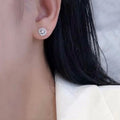 Hollow Full Pave Zircon Flower Stud Earrings, Small Comfortable Sleep Friendly Ear Jewelry view 3