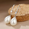 Baroque Water Drop Faux Pearl Long Earrings, Elegant Dangle Ear Jewelry For Women view 3