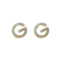 Alloy Letter G Stud Earrings With Silver Pins, Minimalist Korean OL Fashion Jewelry view 5