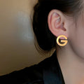 Alloy Letter G Stud Earrings With Silver Pins, Minimalist Korean OL Fashion Jewelry view 2