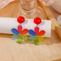 Sweet Colorful Enamel Parrot Bird And Rainbow Flower Alloy Stud Drop Dangle Fashion Earrings view 2