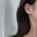 Minimalist Alloy Long Tassel Drop Earrings, Korean One-Line Threader Style For Women view 3