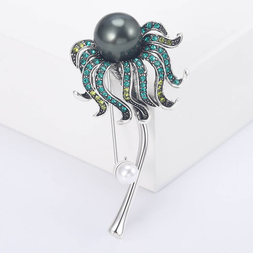 Alloy Pearl Dandelion Brooch Pin For Women's Fashion Apparel Decoration