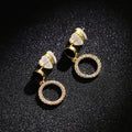 Korean Minimalist Black Round Disc Geometric Hollow Circle Stud Earrings With Micro Pave Zircon view 4