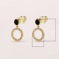 Korean Minimalist Black Round Disc Geometric Hollow Circle Stud Earrings With Micro Pave Zircon view 5