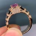 Light Luxury Gold Princess Pink Crystal Square Zircon Engagement Ring For Women view 4