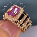 Light Luxury Gold Princess Pink Crystal Square Zircon Engagement Ring For Women view 5
