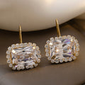 Geometric Square Crystal Rhinestone Drop Earrings For Women, Fashion Hook Ear Jewelry view 1