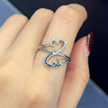 Minimalist Hollow Heart Ring Cross Line Zircon Copper Ring Hot Selling Women's Jewelry view 3