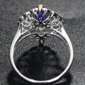 Luxury Marquise Simulated Tanzanite Ring For Women, Hollow Two Tone Palace Style Gemstone Ring view 4