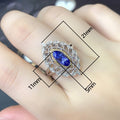 Luxury Marquise Simulated Tanzanite Ring For Women, Hollow Two Tone Palace Style Gemstone Ring view 5