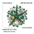 Alloy Rhinestone Starfish Brooch Pin For Ocean Theme Fashion view 5