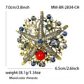Alloy Rhinestone Starfish Brooch Pin For Ocean Theme Fashion view 4