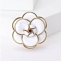Enamel Alloy Camellia Flower Brooch For Coats And Suits view 1