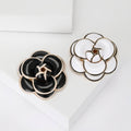 Enamel Alloy Camellia Flower Brooch For Coats And Suits view 2