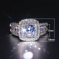 Platinum Plated Simulated Diamond Ring For Women, Double Layer Sparkling Zircon Fashion Band view 5