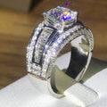 European Style Copper Ring With White Gold Color Plating And Round Zircon Inlay, Fashion Hand Jewelry view 2