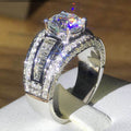 European Style Copper Ring With White Gold Color Plating And Round Zircon Inlay, Fashion Hand Jewelry view 1