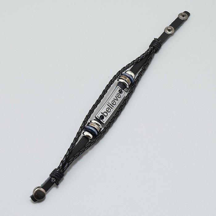 New Simple Black Braided Men's Leather Bracelet, European American Fashion Accessory