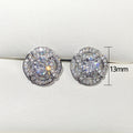 Korean Delicate Small Stud Earrings With Sparkling Hollow Zircon Geometric Full Pave Design view 5