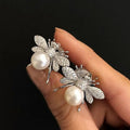 French Vintage Women's Bee Stud Earrings With Simulated Pearl, Cute Summer Insect Jewelry view 3